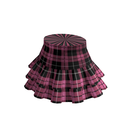 Black Pink Plaid Ruffle Mini Skirt