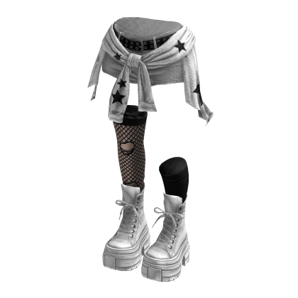 Grunge Rebel Shorts Y2K Cloth (White Black)