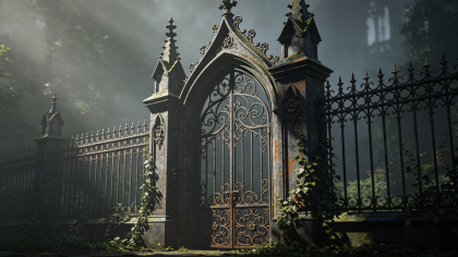 Gothic Iron Fence & Gate PBR preview 1