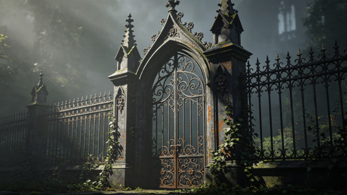 Gothic Iron Fence & Gate PBR preview 1