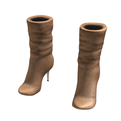 High Heeled Boots - Tan Beige