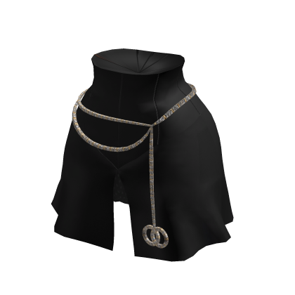 Ultra High Waisted Corset Skirt Black & Chain Belt thumbnail