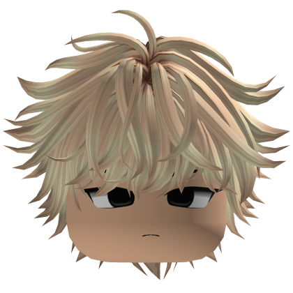 messy anime hair with a serious face y2k blonde Roblox item