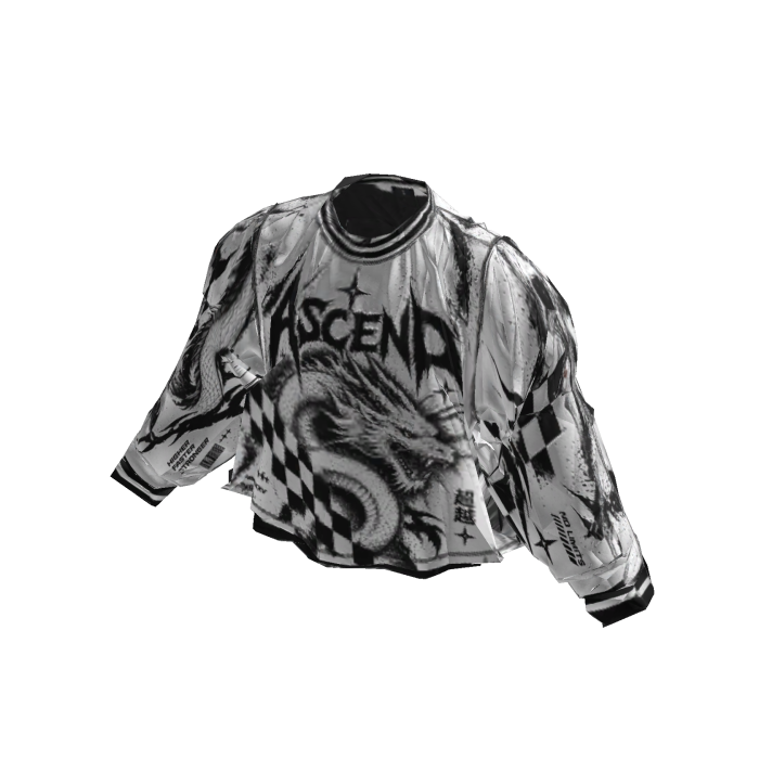 Y2K Dance White Ascend Dragon Oversized Longsleeve