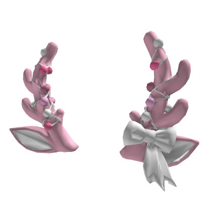Pink Reindeer Antlers w/ Lights & Bow Kawaii Xmas
