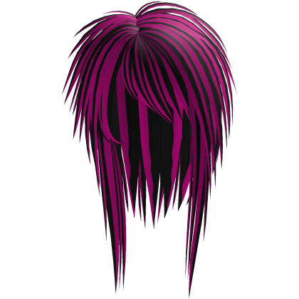 messy long vkei scene emo hair pink and black Roblox item