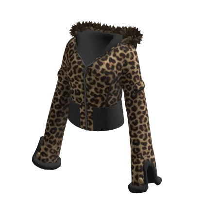 Leopard Print Gyaru Y2K Cropped Fur Jacket | Roblox Item