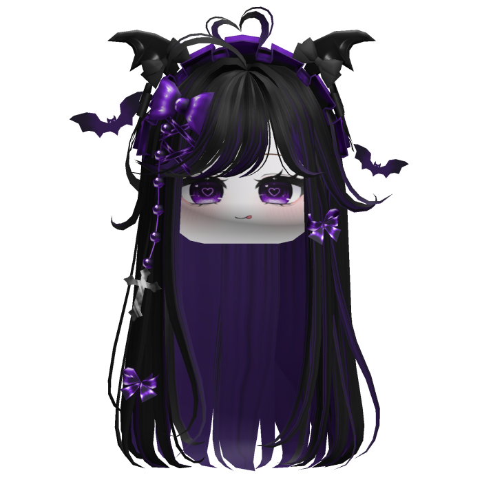 Vamp Straight  Hair w/Headband (Black&Purple)