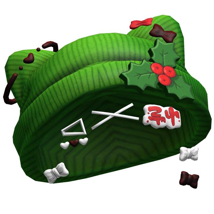 Holly Leaf Cute Kitty Beanie w/ Hairclips