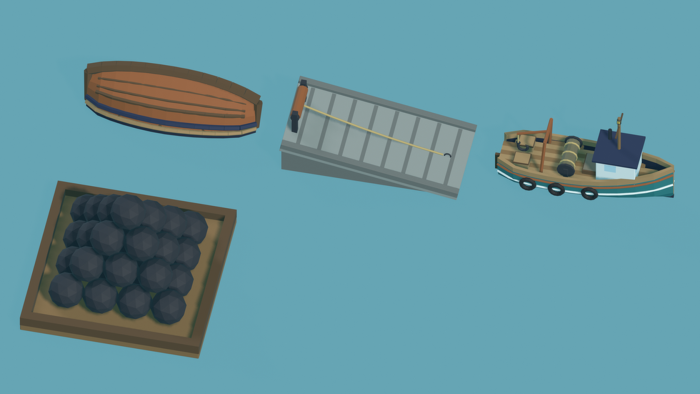 Low Poly Boat Dock Pack x40 Pirate Ship Beach preview 2