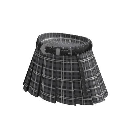 School Girl Short Pleated Skirt w Belt Plaid Black Roblox