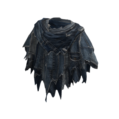 Ragged Denim Hooded Poncho