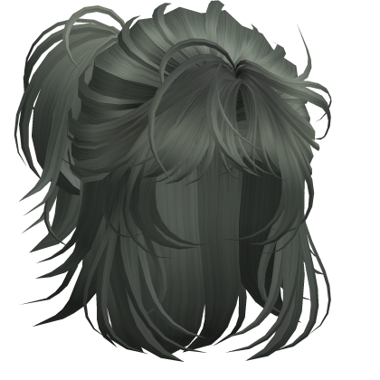Anime Androg Wolfcut Ponytail Dark Green