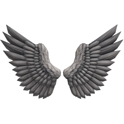 huge grey angel wings
