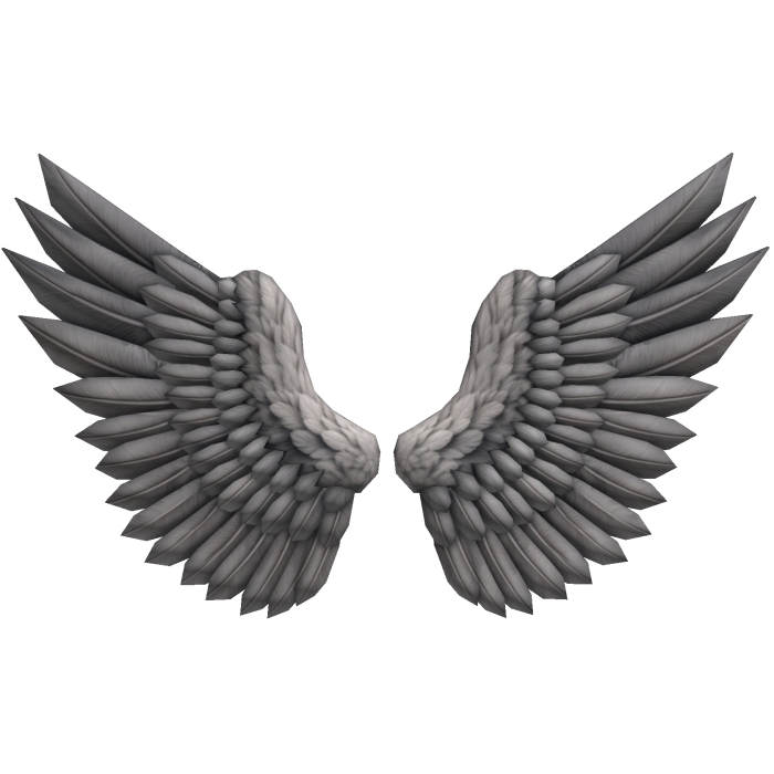 huge grey angel wings
