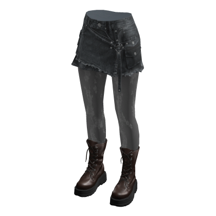 Asymmetric Mini Skirt with Studs (Dark Gray)