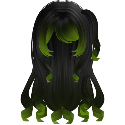 green and black messy girl hair