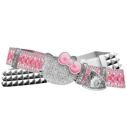 Y2K Studded Double Kitty Rhinestone Belt | Pink/W