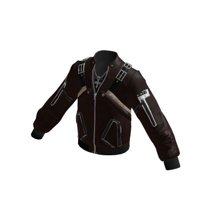 Buckle Strap Bomber Jacket (Brown)