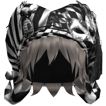 Black Gothic Circus Jester Hat w Ash Brown Hair Roblox item