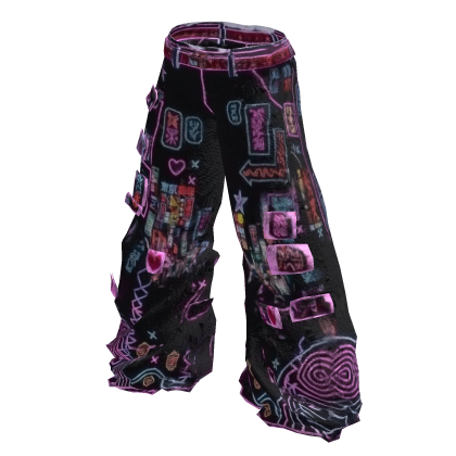 Purple Neon Cyberpunk Flare Pants
