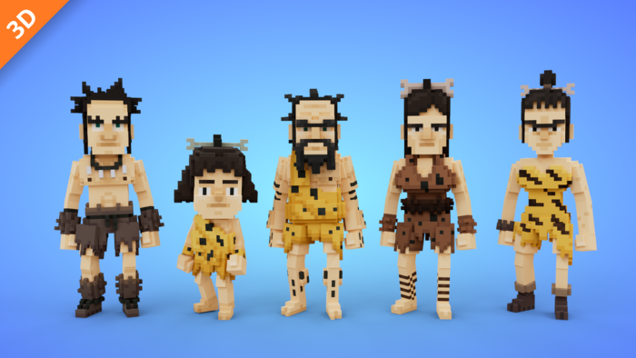 Voxel Neanderthal Characters Pack preview 1