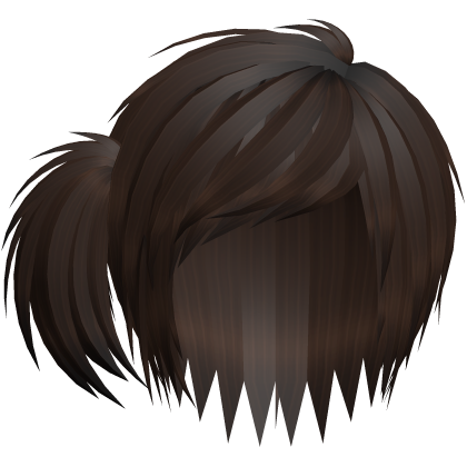 wispy emo side swept scene hair in dark brown Roblox item