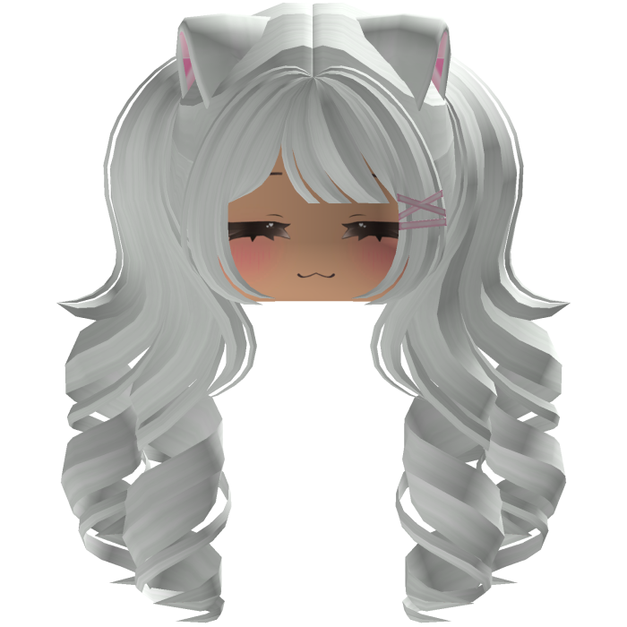 Cute hair emo Y2K cat-ear braids (White)