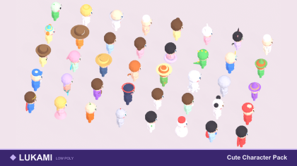 Low Poly Cute Character Pack x40 Chibi Style NPCs preview 1
