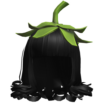 Black Curly Bob Cut w/ Green Leaf Hat Roblox item