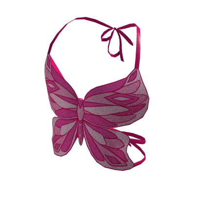 Y2K Butterfly Fantasy Top Hot Pink Sequin