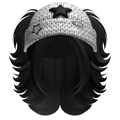 Y2K Half Up Pigtails  Hair w/ Beanie (Black) Roblox item