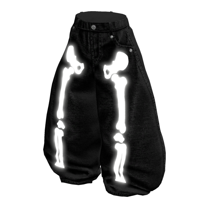 [GLOWING] Black Skeleton Baggy Jeans