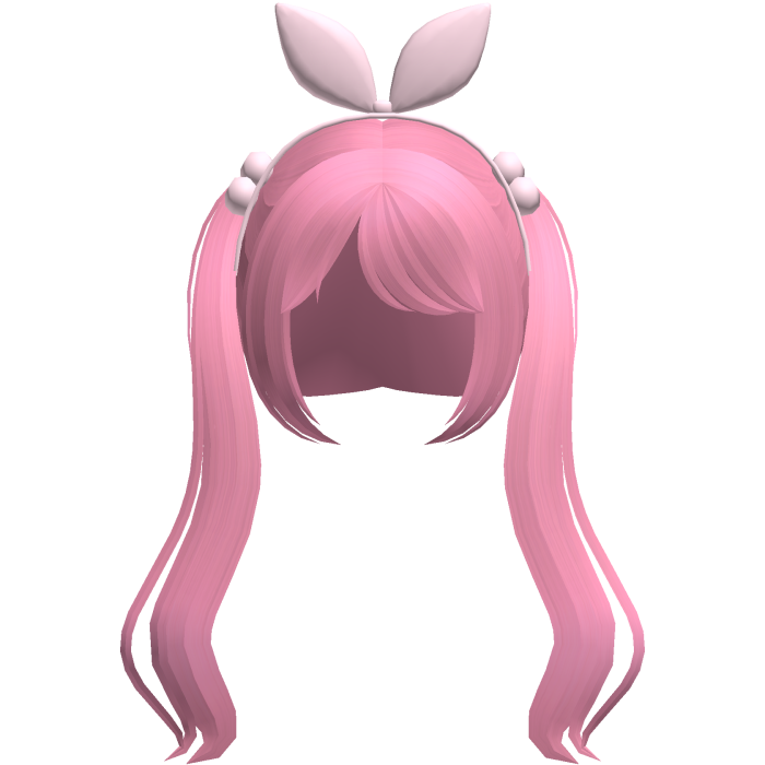 pink cute pigtails w bunny ears hair bow