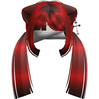 Gothic Shoujo Bandage Straight Pigtails in Red Roblox item