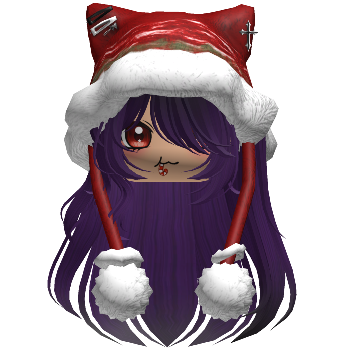 Long Black and Purple hair cute Christmas hat Y2k