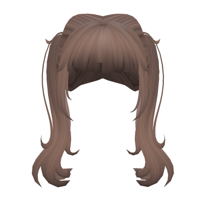 High Ponytails Pigtails Hair with Bangs in Brown Roblox item