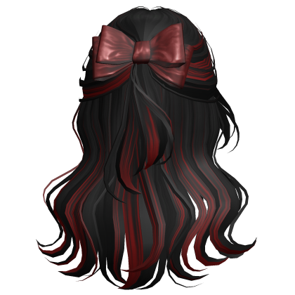 Black & Red Wavy Half Up Hair w/ Christmas Bow