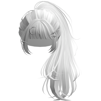 White Flowy Lush Ponytail w/ Moon Pins Roblox item