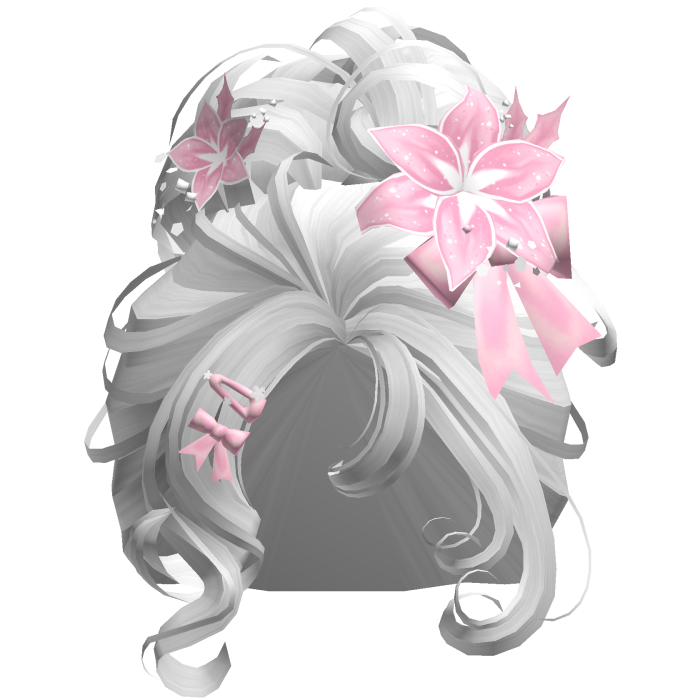 ♡ Christmas Flowery Bun Updo (White & Pink)