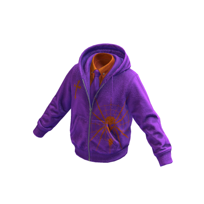 Purple-Orange Spiderweb Skull Hoodie w/ Tie