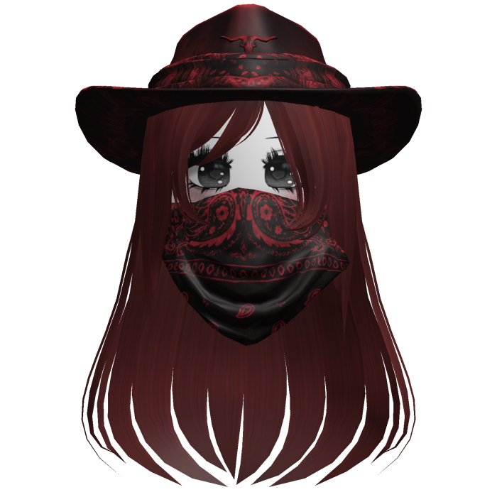 Red Cowgirl Hat with Mask + Neck Scarf