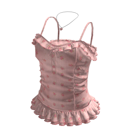 Floral Ruffle Cami Top (Pink)