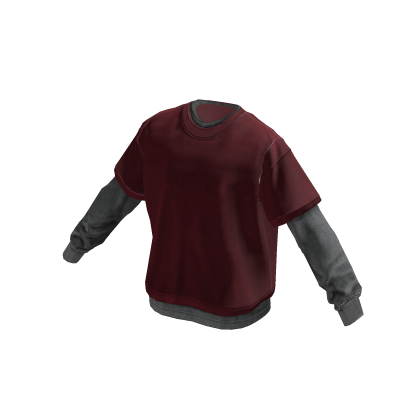 Streetwear Layered T-Shirt (Burgundy)