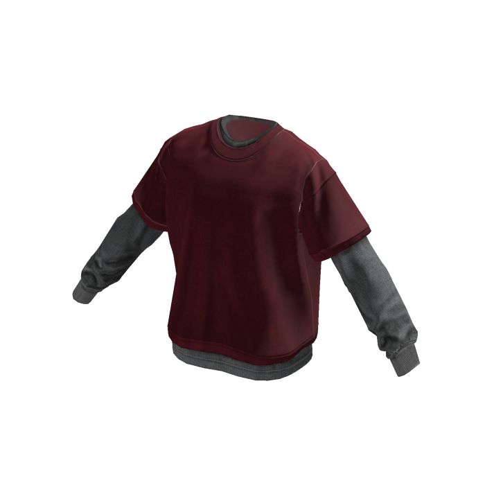 Streetwear Layered T-Shirt (Burgundy)