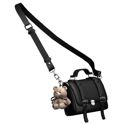 Black Teddy Charm Satchel Bag thumbnail