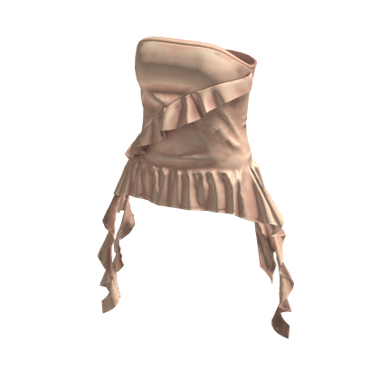 💗ASYMMETRICAL RUFFLE TUBE TOP_BEIGE thumbnail