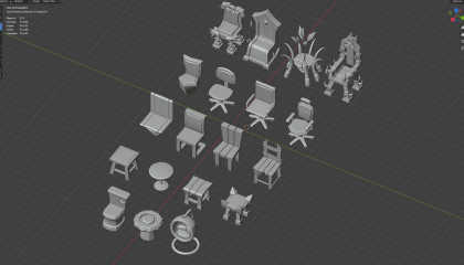 Chairs (x19) - Low Poly preview 1