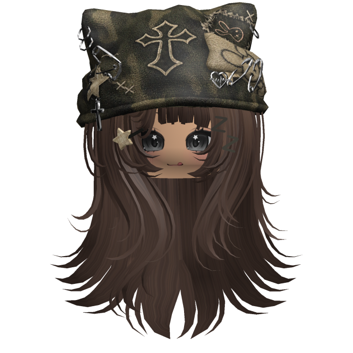 Brown Cross Beret Emo Girl Hair