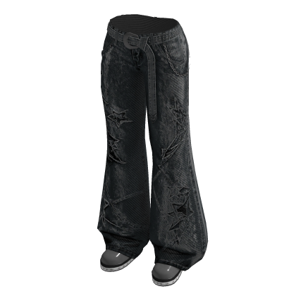 Wide-Leg Pants with Curved Seams (Black)